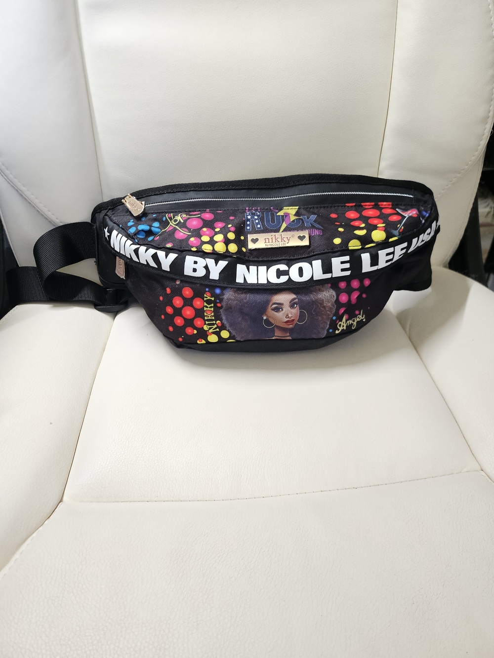 "Nikky" By Nicole Lee Black Multicolor Graphic Waist Bag